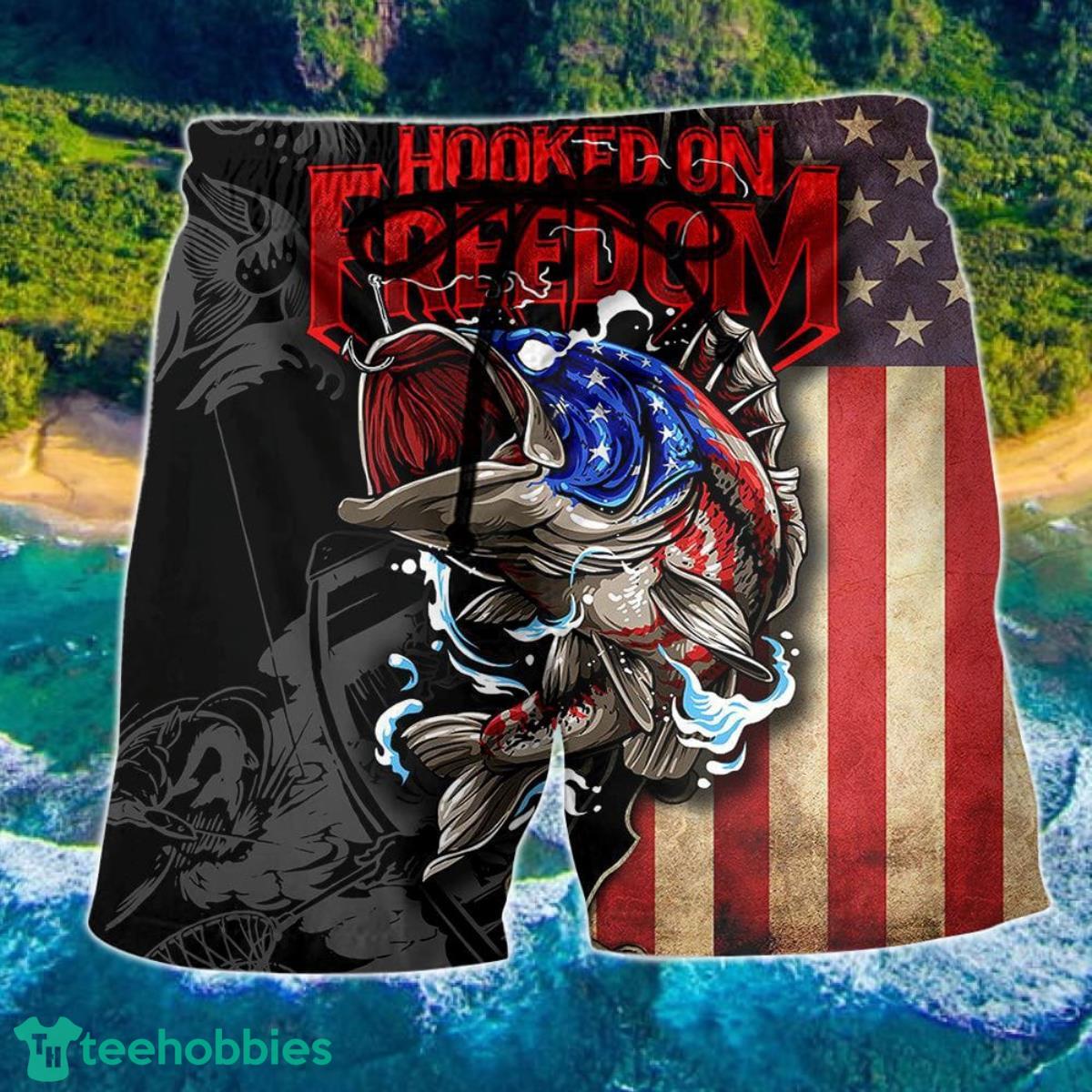 Fishing Hooked On Freedom Cool Style Hawaii Shorts For Men Product Photo 1