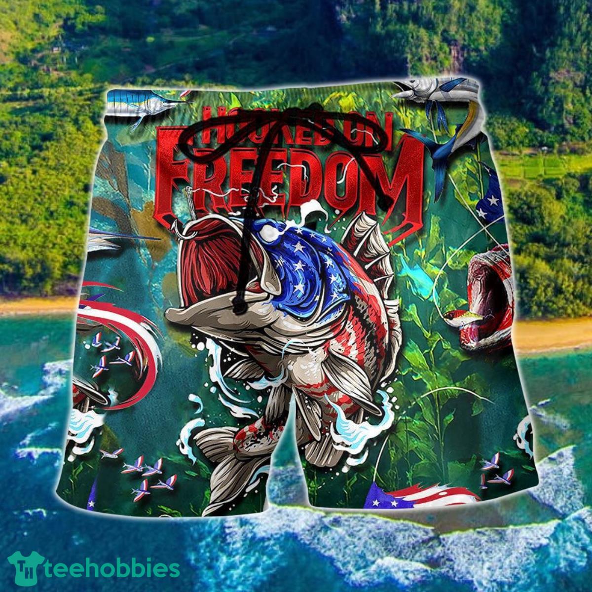 Fishing Hooked On Freedom Hawaii Shorts For Men Product Photo 1