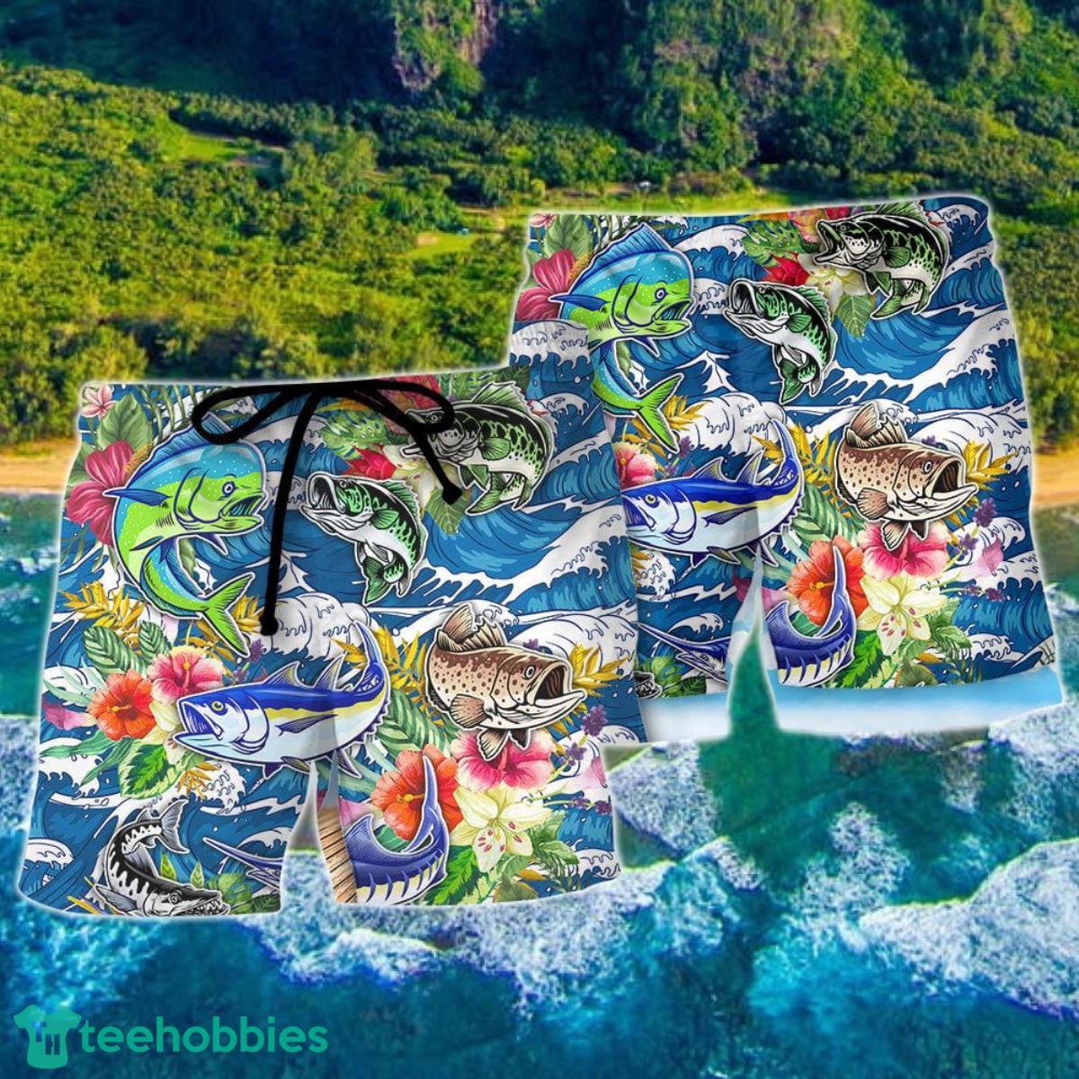 Fishing Hunting Born To Fish Tropical Vibe Hawaii Shorts For Men Product Photo 2