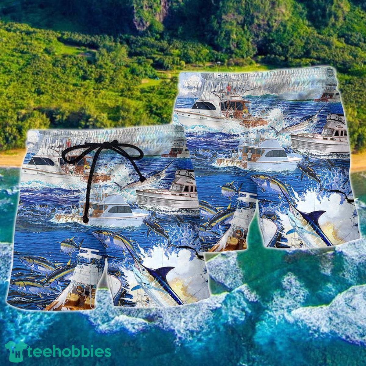 Fishing Is My Game Papa Is My Name Hawaii Shorts For Men - Summer Beach Shorts Product Photo 2