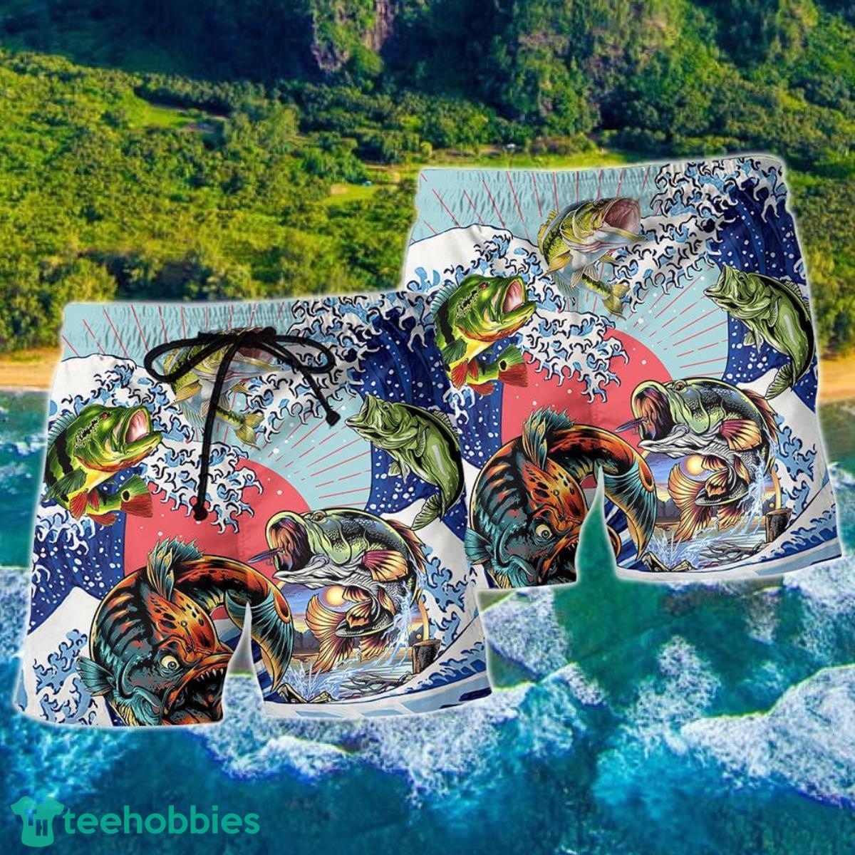 Fishing Is My Life Waves Hawaii Shorts For Men - Summer Beach Shorts Product Photo 2