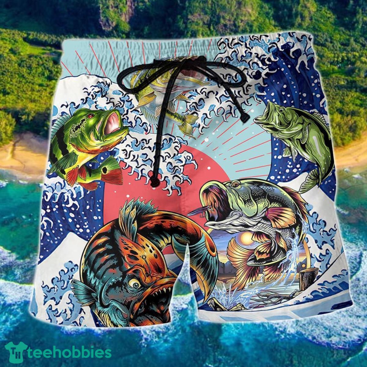 Fishing Is My Life Waves Hawaii Shorts For Men - Summer Beach Shorts Product Photo 1