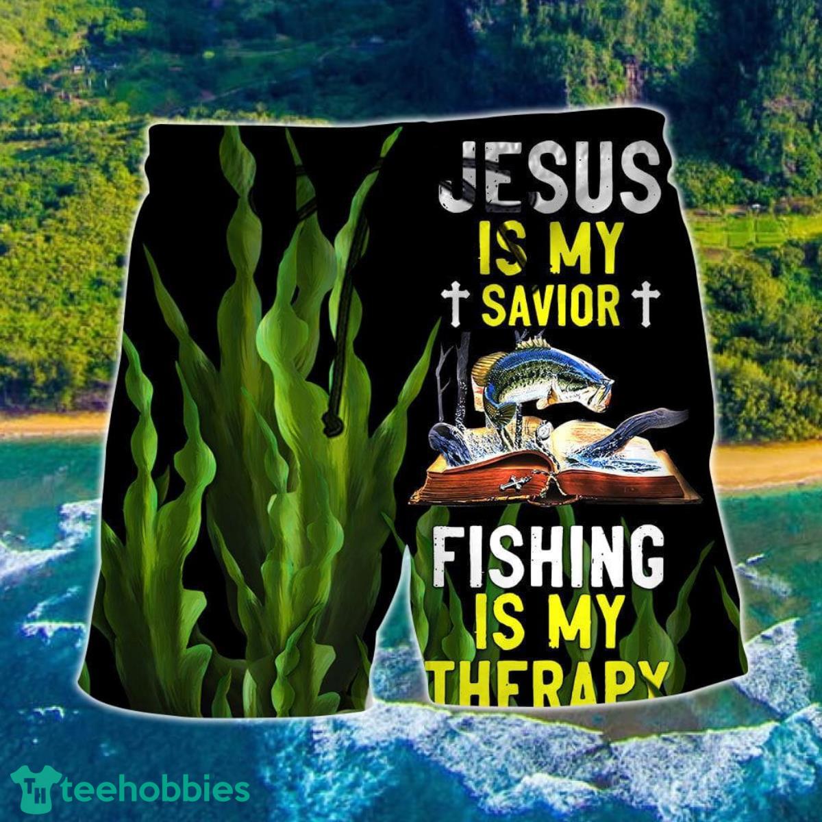 Fishing Is My Therapy Leaf Hawaii Shorts For Men - Summer Beach Shorts Product Photo 1