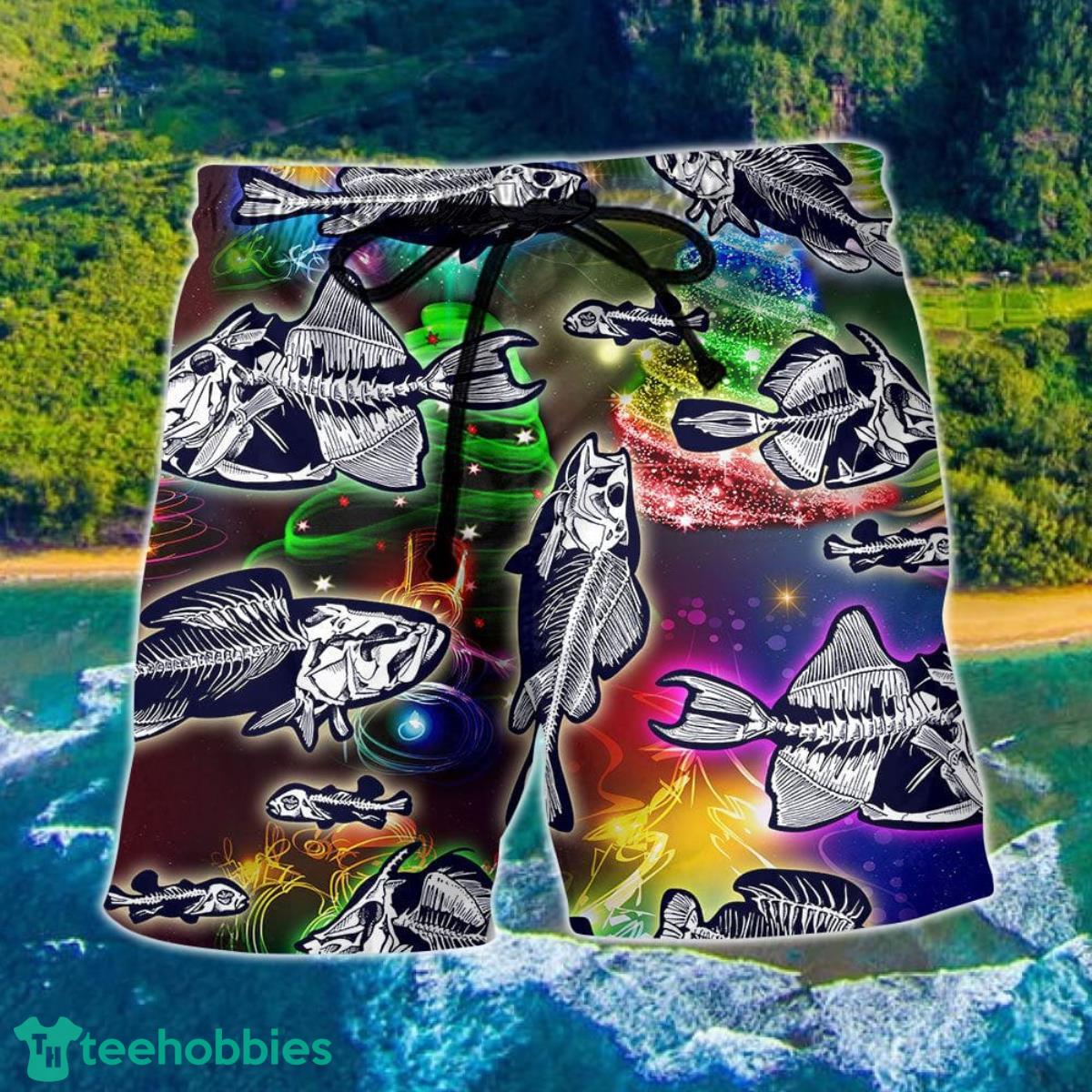 Fishing Love Amazing Christmas Night Hawaii Shorts For Men - Summer Beach Shorts Product Photo 1