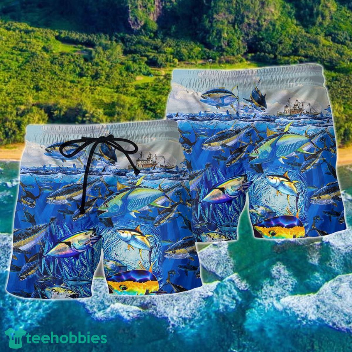 Fishing Love Fish Love Ocean Forever Hawaii Shorts For Men - Summer Beach Shorts Product Photo 2