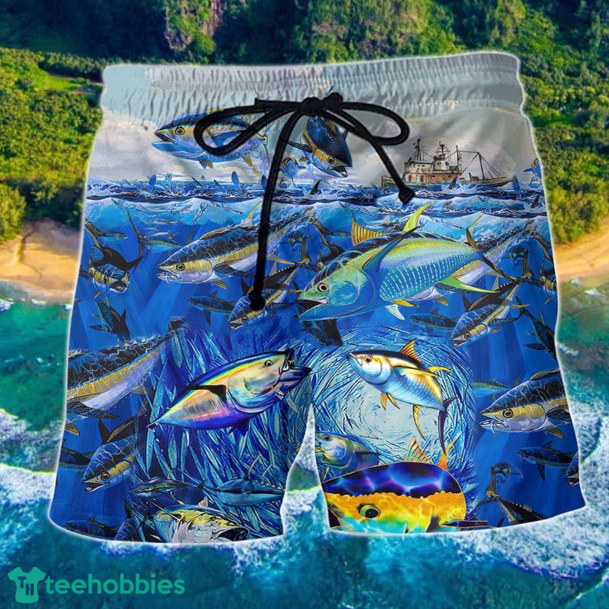 Fishing Love Fish Love Ocean Forever Hawaii Shorts For Men - Summer Beach Shorts Product Photo 1