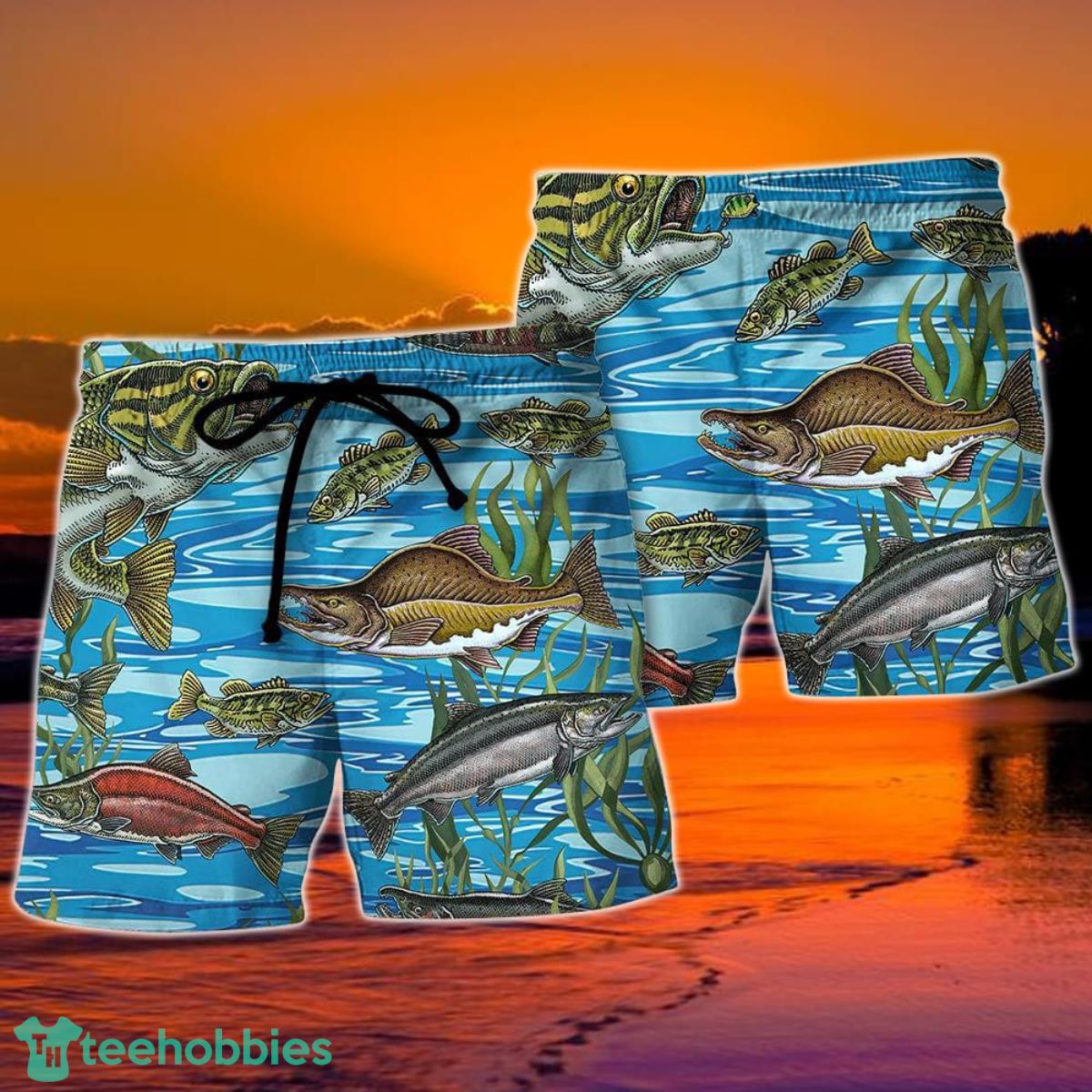 Fishing May The Fish Be With You Hawaii Shorts For Men - Summer Beach Shorts Product Photo 2