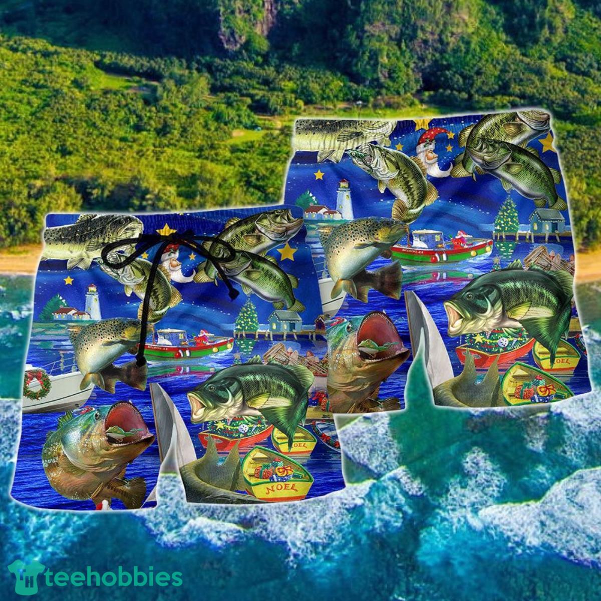 Fishing More Worry Less Christmas Hawaii Shorts For Men - Summer Beach Shorts Product Photo 2
