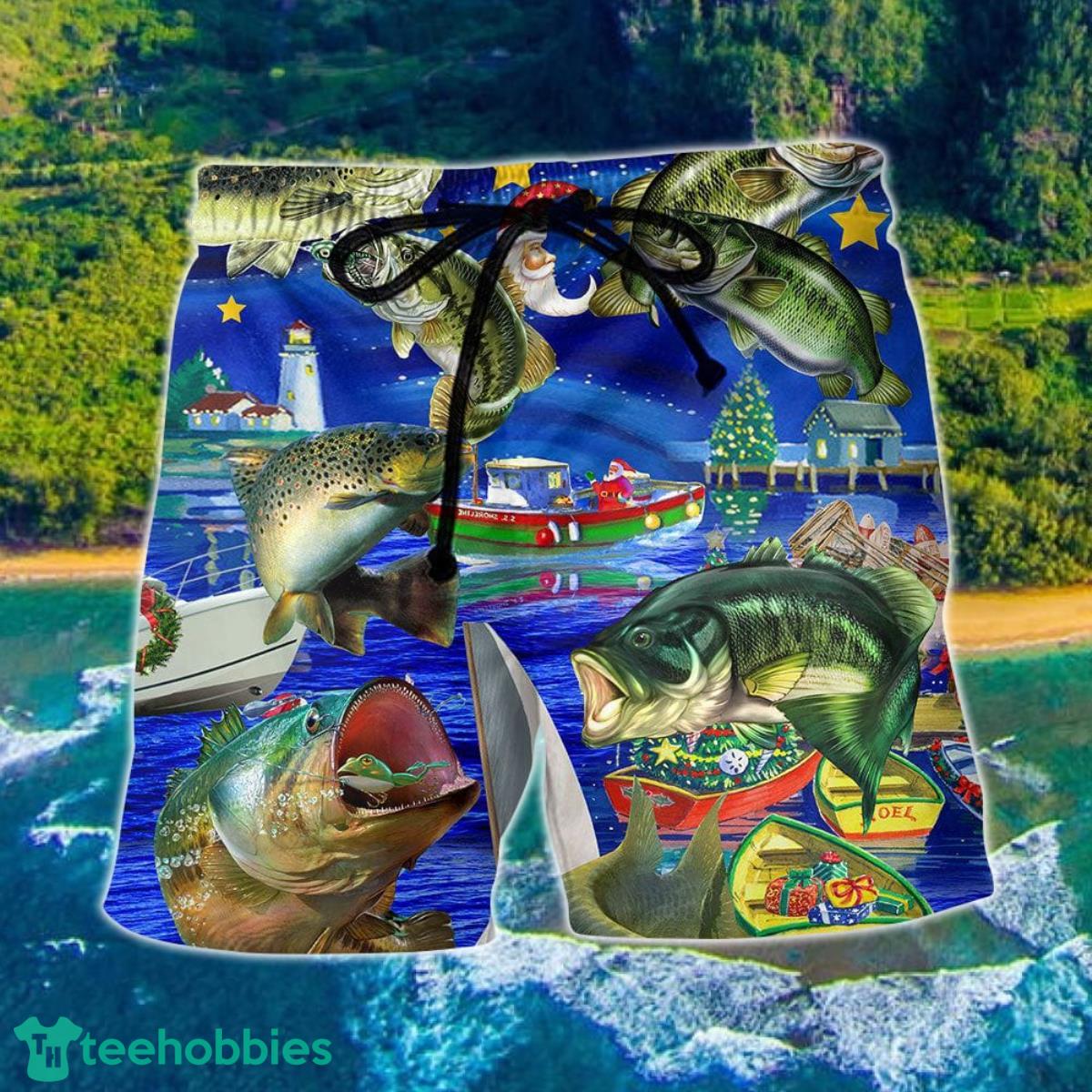 Fishing More Worry Less Christmas Hawaii Shorts For Men - Summer Beach Shorts Product Photo 1