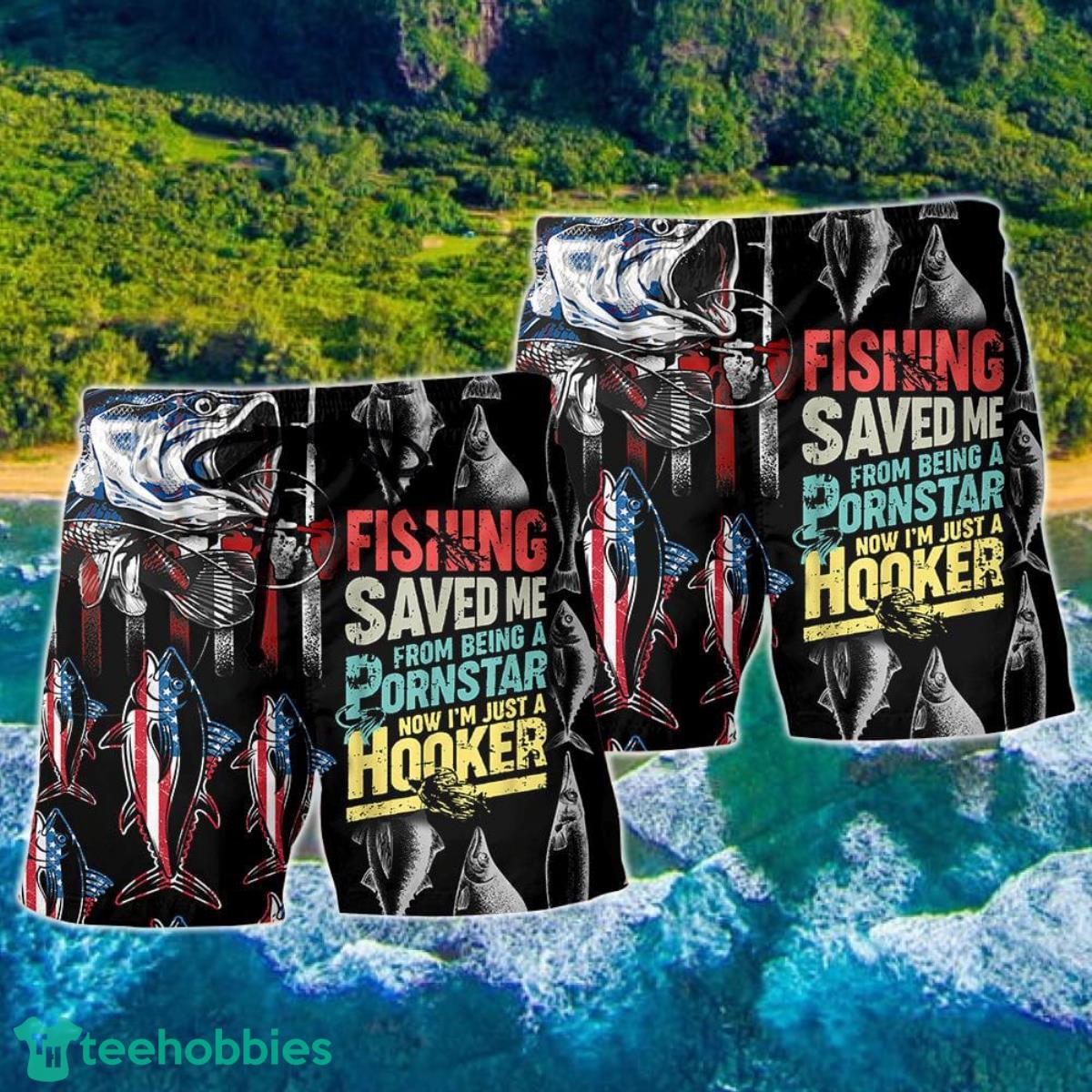 Fishing Saved Me From Being A Pornstar Hawaii Shorts For Men - Summer Beach Shorts Product Photo 2