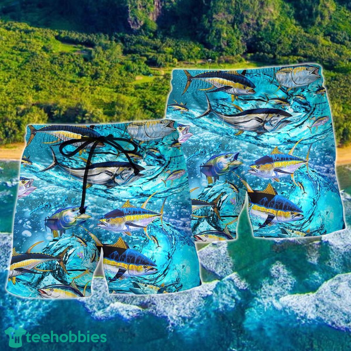 Fishing Tuna Fish In The Sea Hawaii Shorts For Men - Summer Beach Shorts Product Photo 2