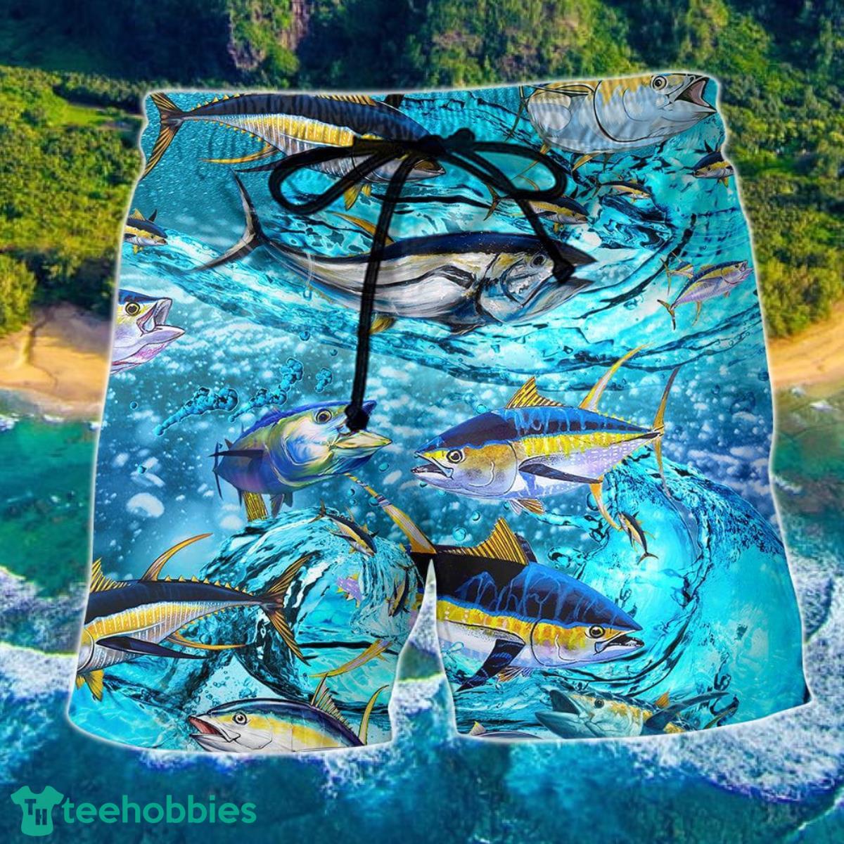 Fishing Tuna Fish In The Sea Hawaii Shorts For Men - Summer Beach Shorts Product Photo 1