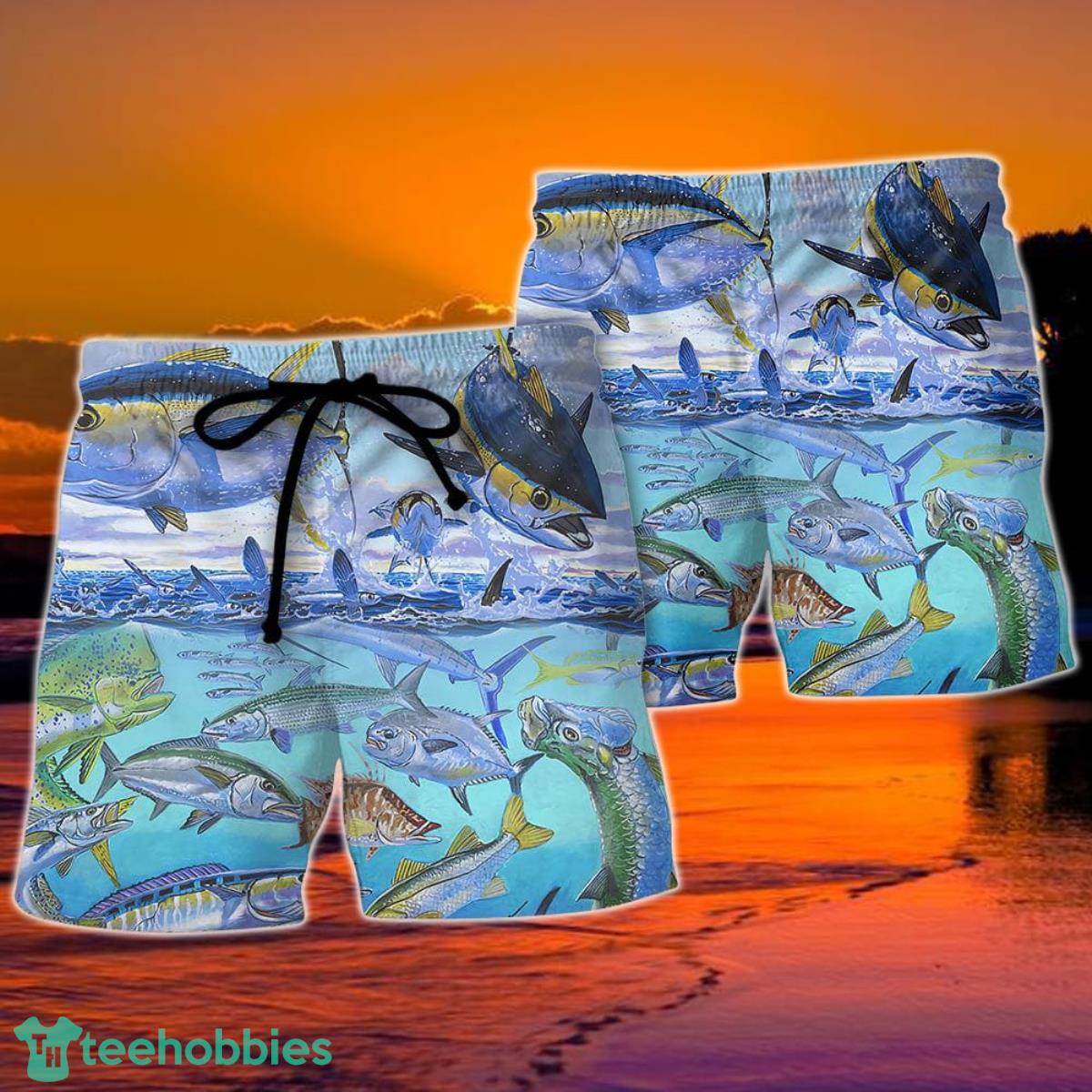Fishing Undersea The Rodfather Tuna Fish Hawaii Shorts For Men - Summer Beach Shorts Product Photo 2