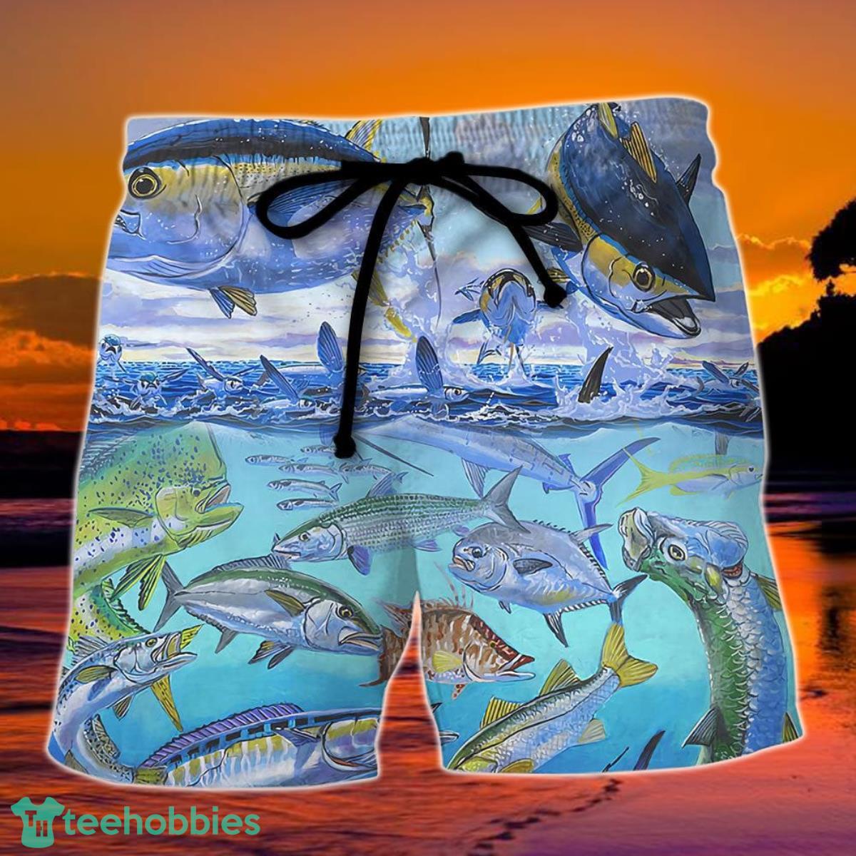 Fishing Undersea The Rodfather Tuna Fish Hawaii Shorts For Men - Summer Beach Shorts Product Photo 1