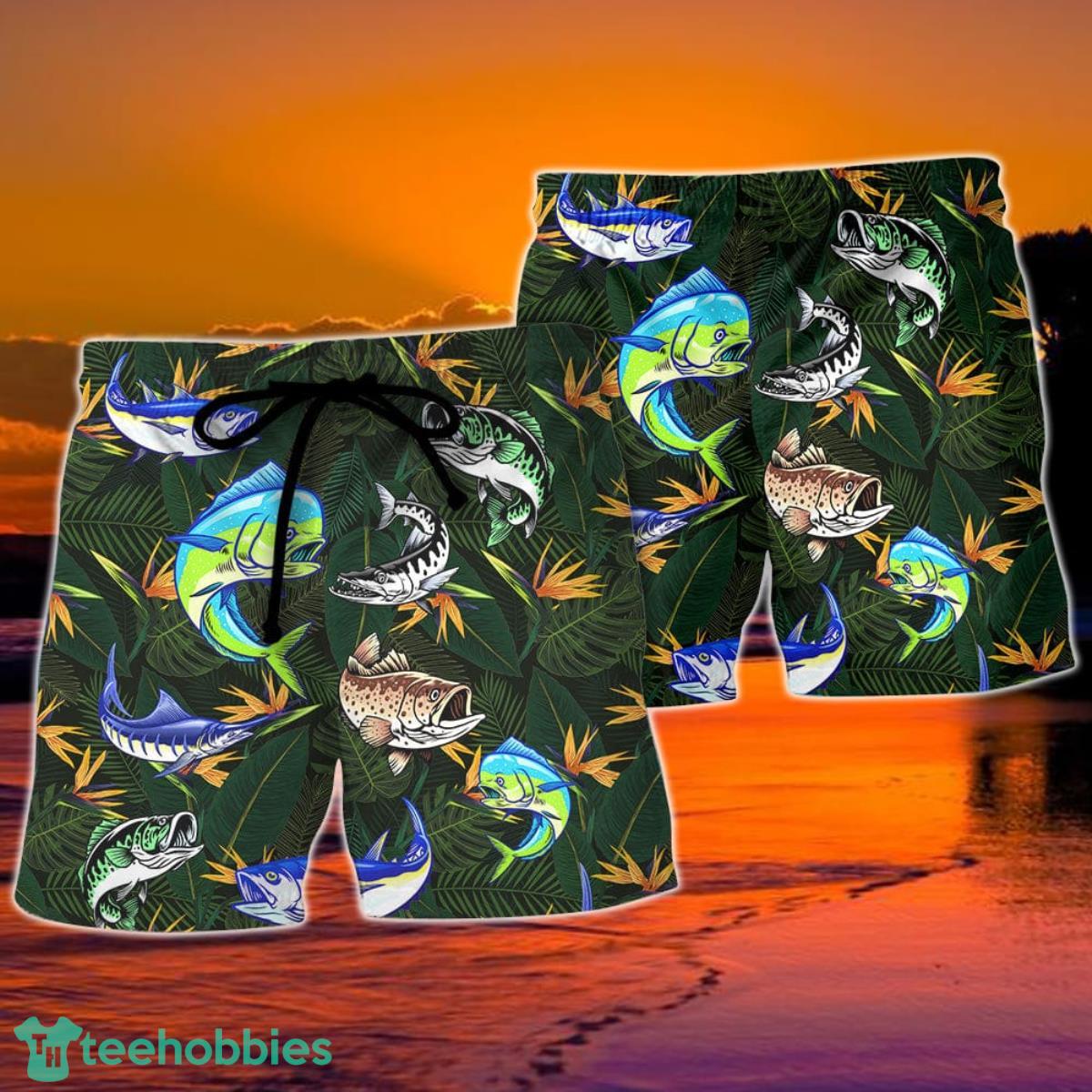 Fishing Wild River Fishing The River Is Calling Catch The Big Bass Hawaii Shorts For Men Product Photo 2