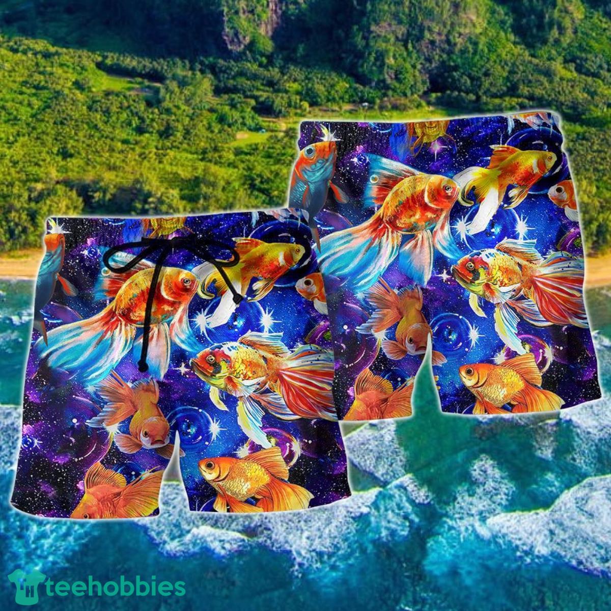 Goldfish In The Galaxy Amazing Colors Hawaii Shorts For Men - Summer Beach Shorts Product Photo 2