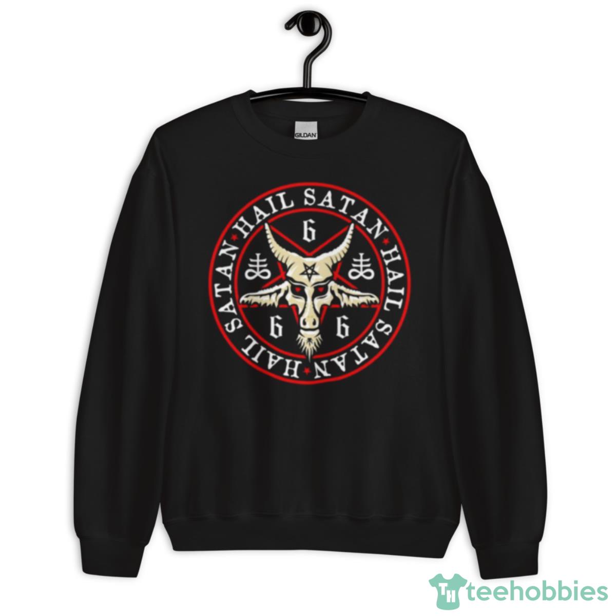 Hail Satan Baphomet In Occult Inverted Pentagram Shirt - Unisex Crewneck Sweatshirt