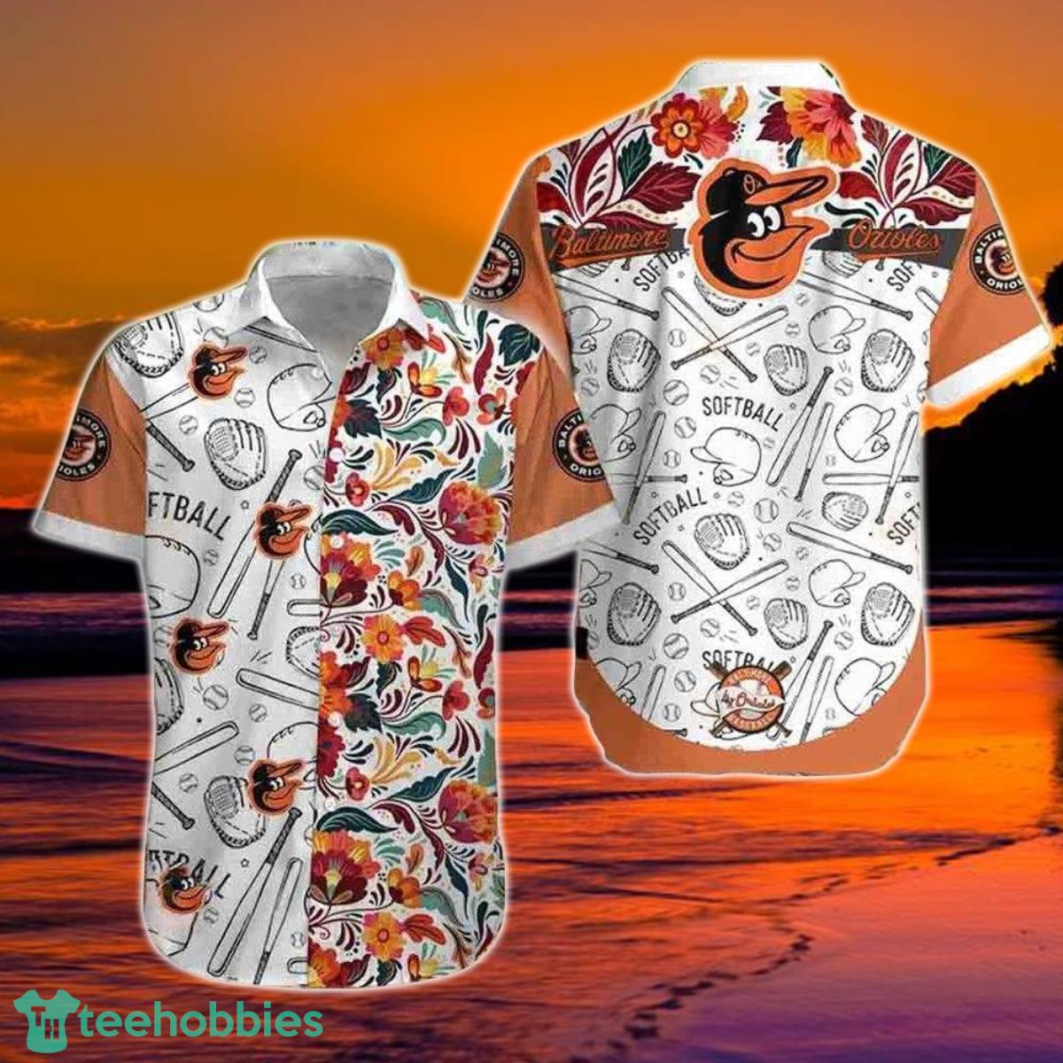 Baltimore Orioles Tropical Vector Seamless Pattern Hawaiian Shirt