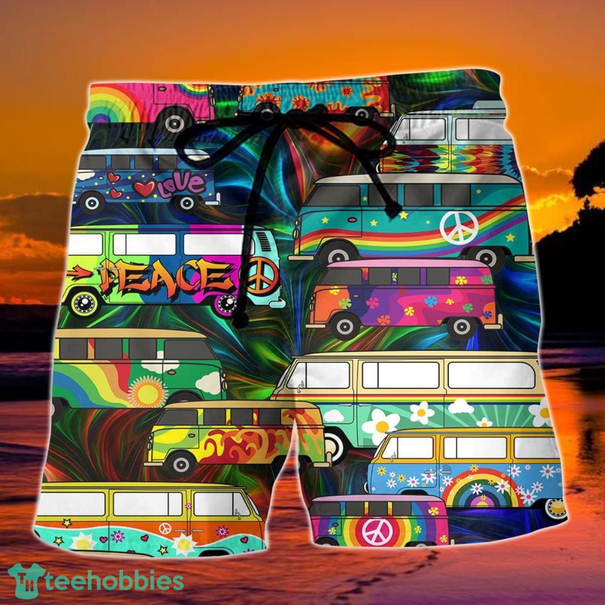 Hippie Bus Colorful Style Summer Beach Hawaii Shorts Product Photo 1