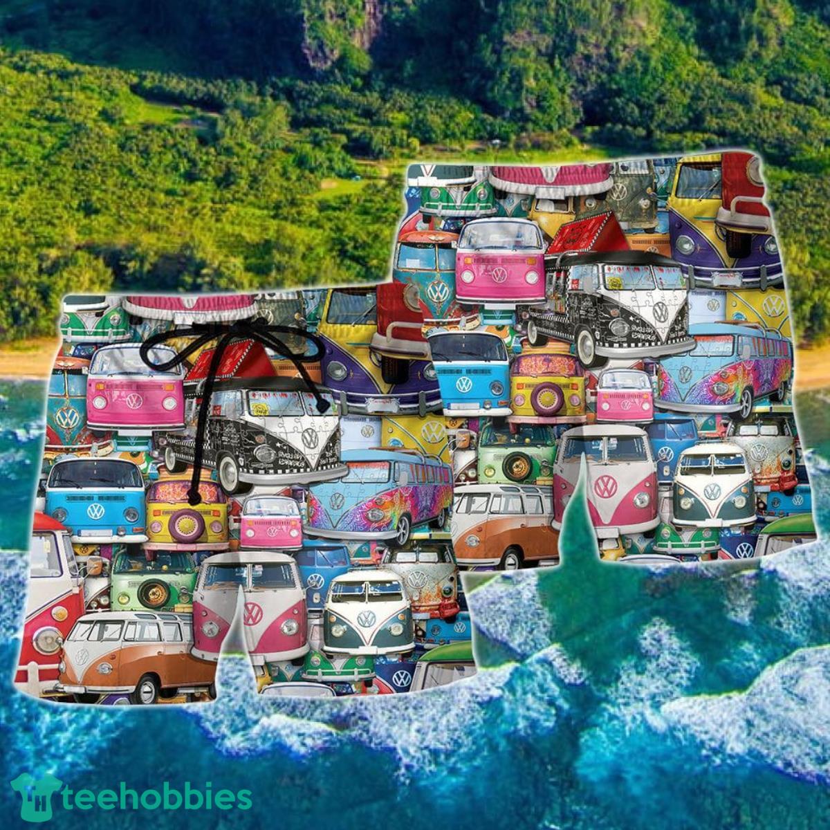 Hippie Colorful Car Peace Life Summer Beach Hawaii Shorts Product Photo 2