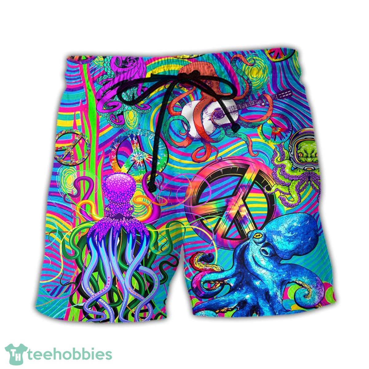Hippie Funny Octopus Colorful Tie Dye Art Style Summer Beach Hawaii Shorts Product Photo 1