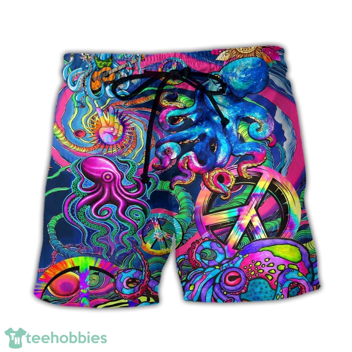 Hippie Funny Octopus Colorful Tie Dye Style Summer Beach Hawaii Shorts Product Photo 1