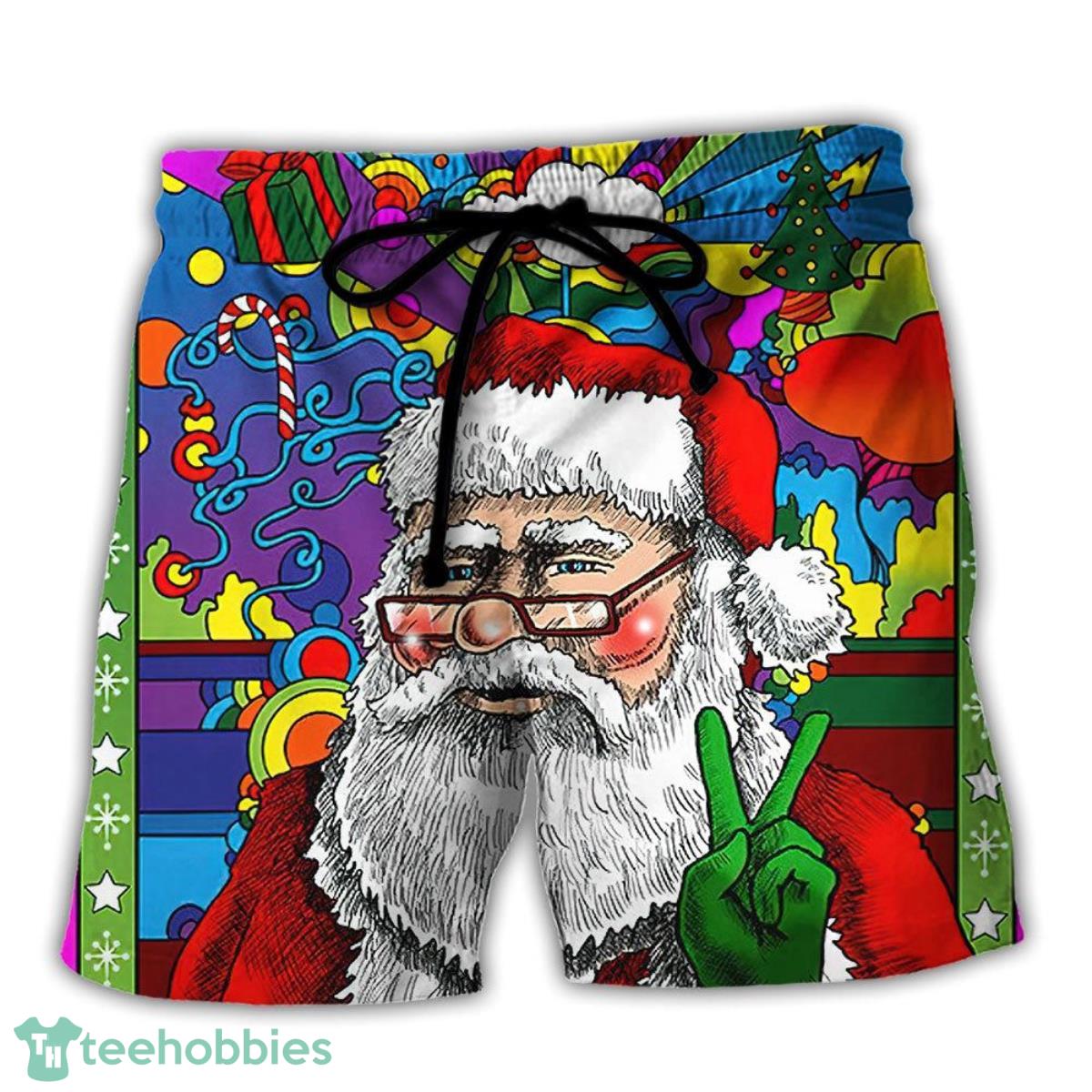 Hippie Funny Santa Claus Christmas Summer Beach Hawaii Shorts Product Photo 1