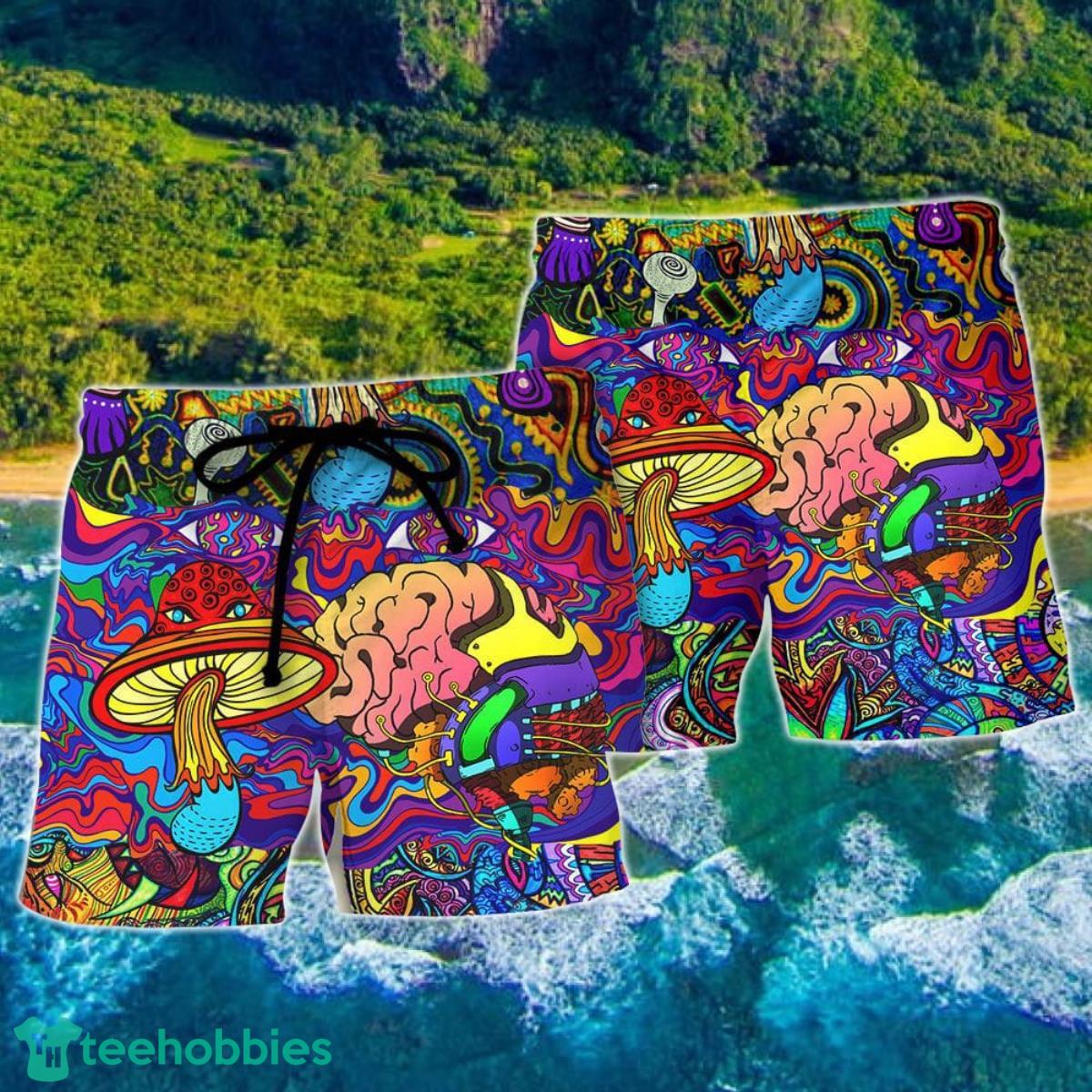 Hippie Mushroom Colorful Lover Summer Beach Hawaii Shorts Product Photo 2