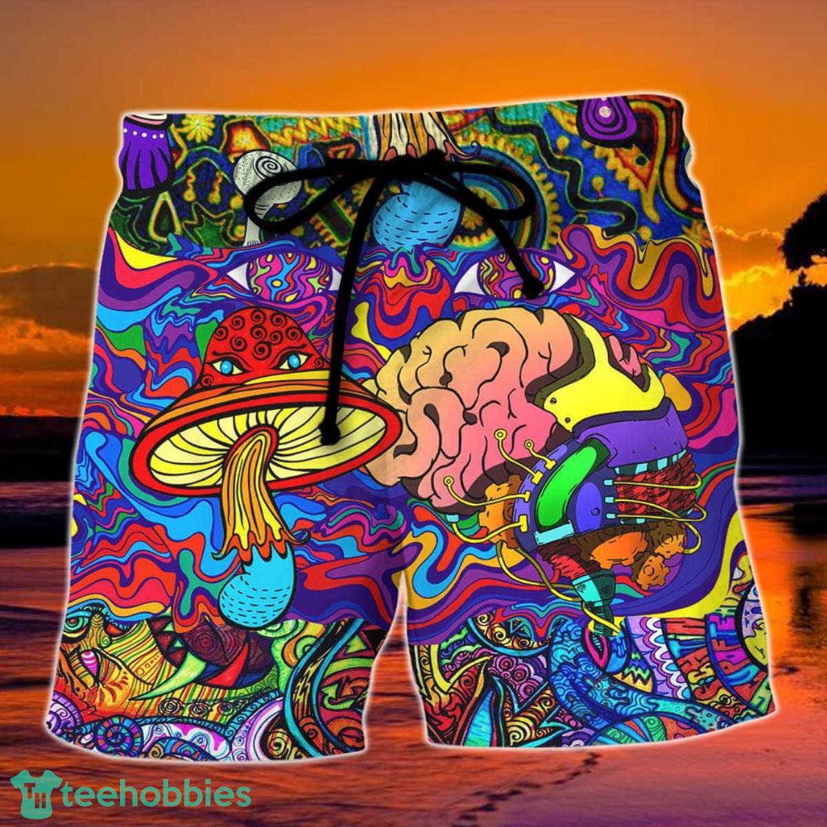 Hippie Mushroom Colorful Lover Summer Beach Hawaii Shorts Product Photo 1