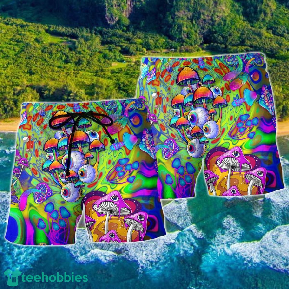 Hippie Mushroom Eyes Color Style Summer Beach Hawaii Shorts Product Photo 2