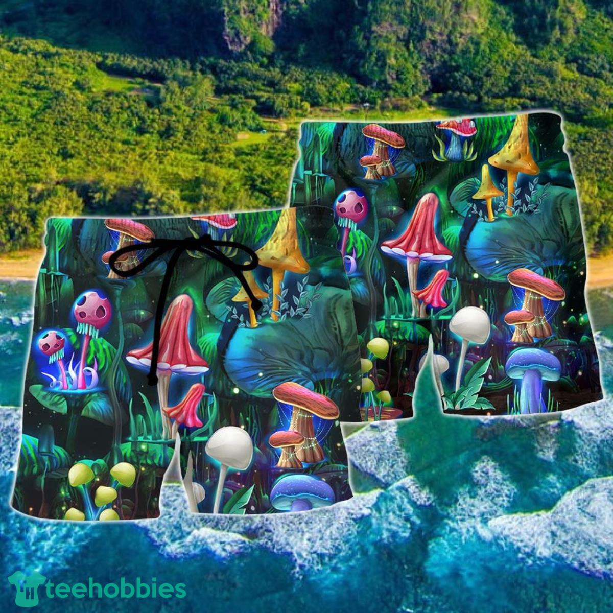 Hippie Mushroom Galaxy Neon Art Summer Beach Hawaii Shorts Product Photo 2
