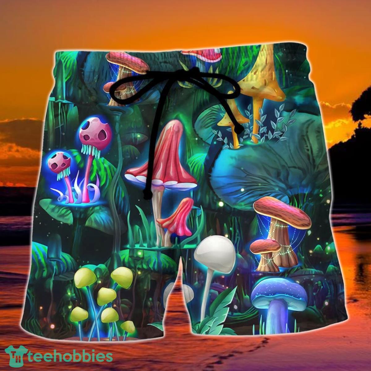Hippie Mushroom Galaxy Neon Art Summer Beach Hawaii Shorts Product Photo 1