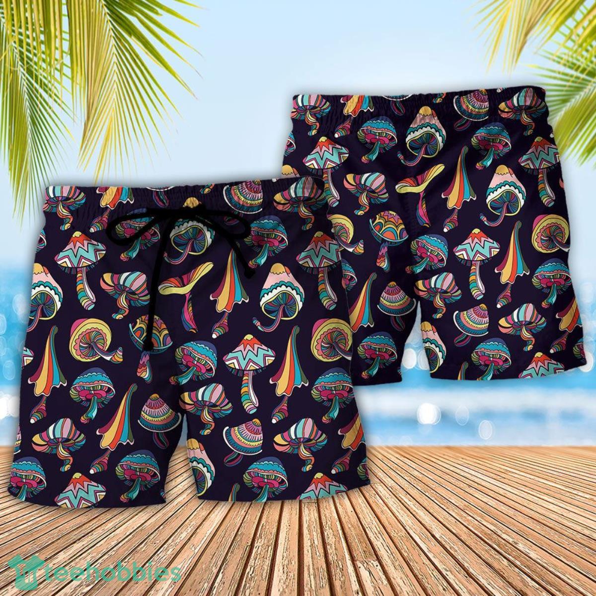 Hippie Mushroom Peace Love Life Style Summer Beach Hawaii Shorts Product Photo 2