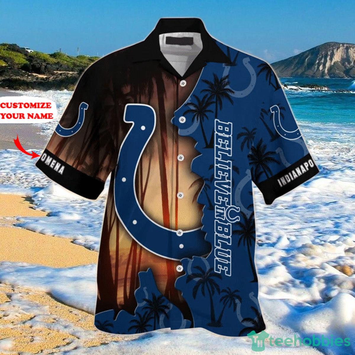 Hot Indianapolis Colts Hawaiian Shirt Custom Name Product Photo 1