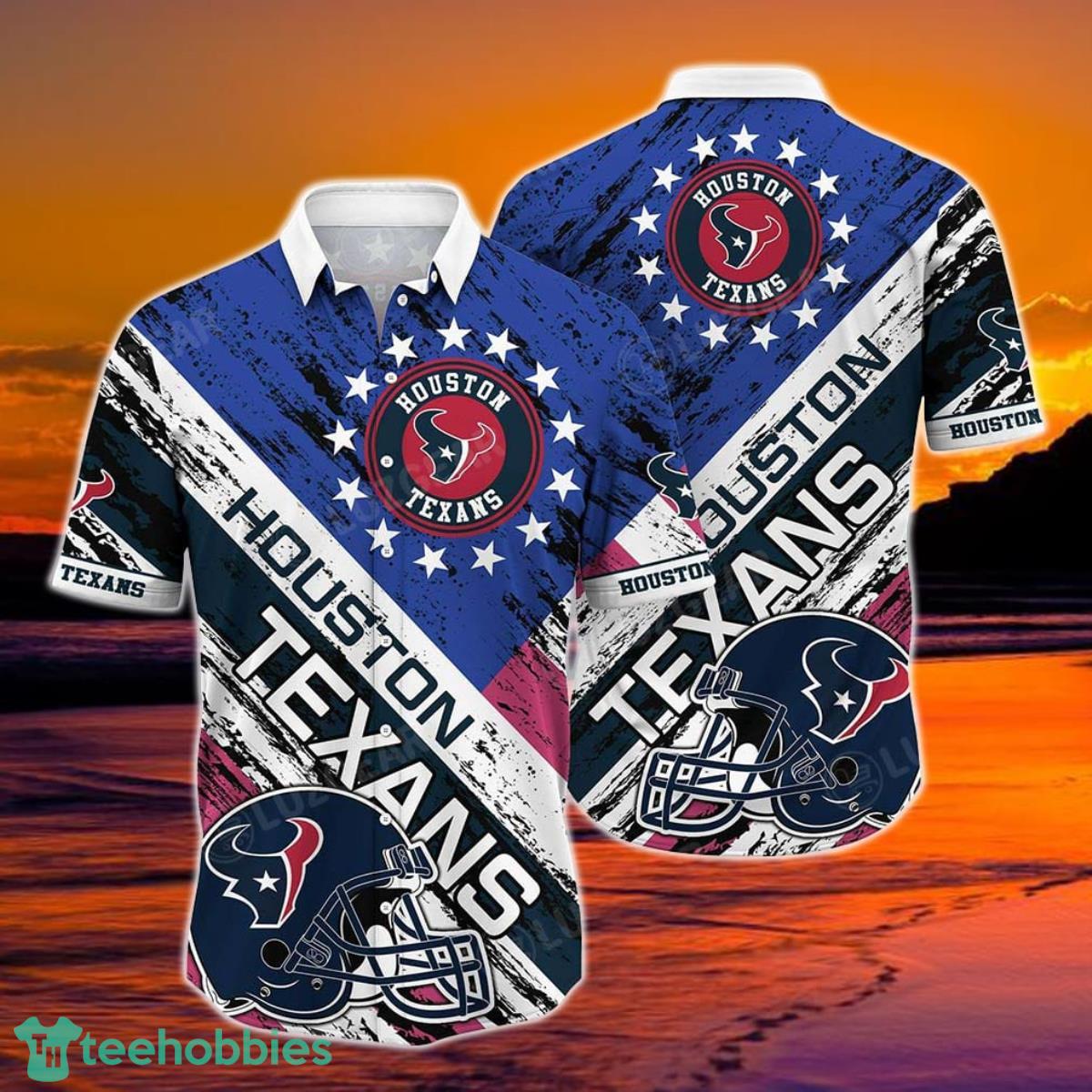 Houston Texans NFL Hawaiian Shirt Graphic American Flag 3D Printed Short Shirt Best Gift For Fans Product Photo 1