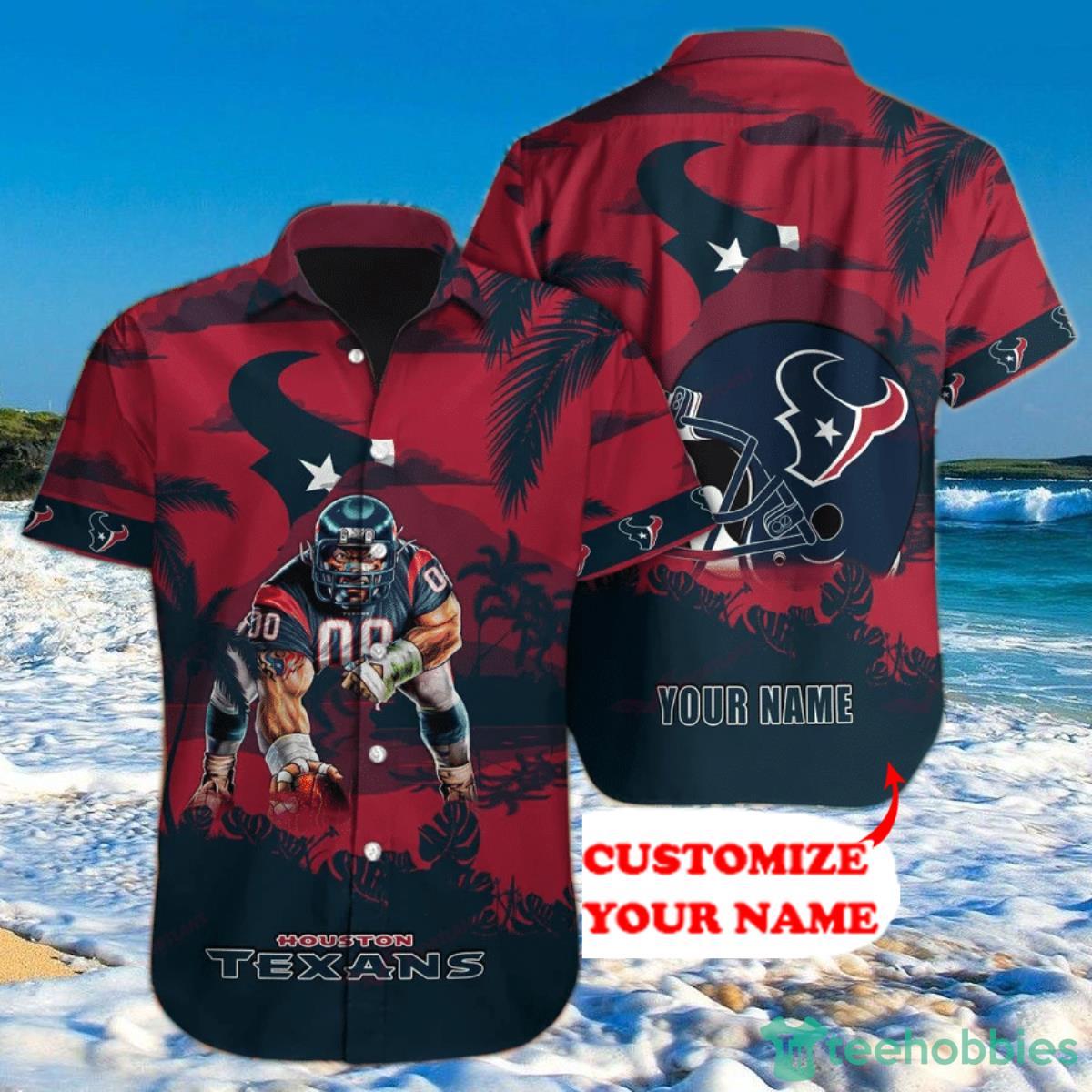 Houston Texans NFL Hawaiian Shirt Mascot Custom Name Product Photo 1