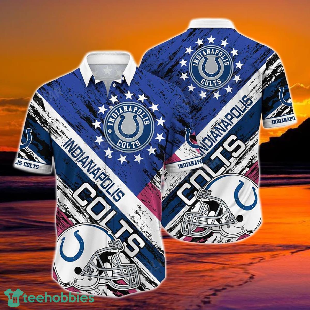 Indianapolis Colts NFL Hawaiian Shirt Graphic American Flag 3D Printed Short Shirt Best Gift For Fans Product Photo 1