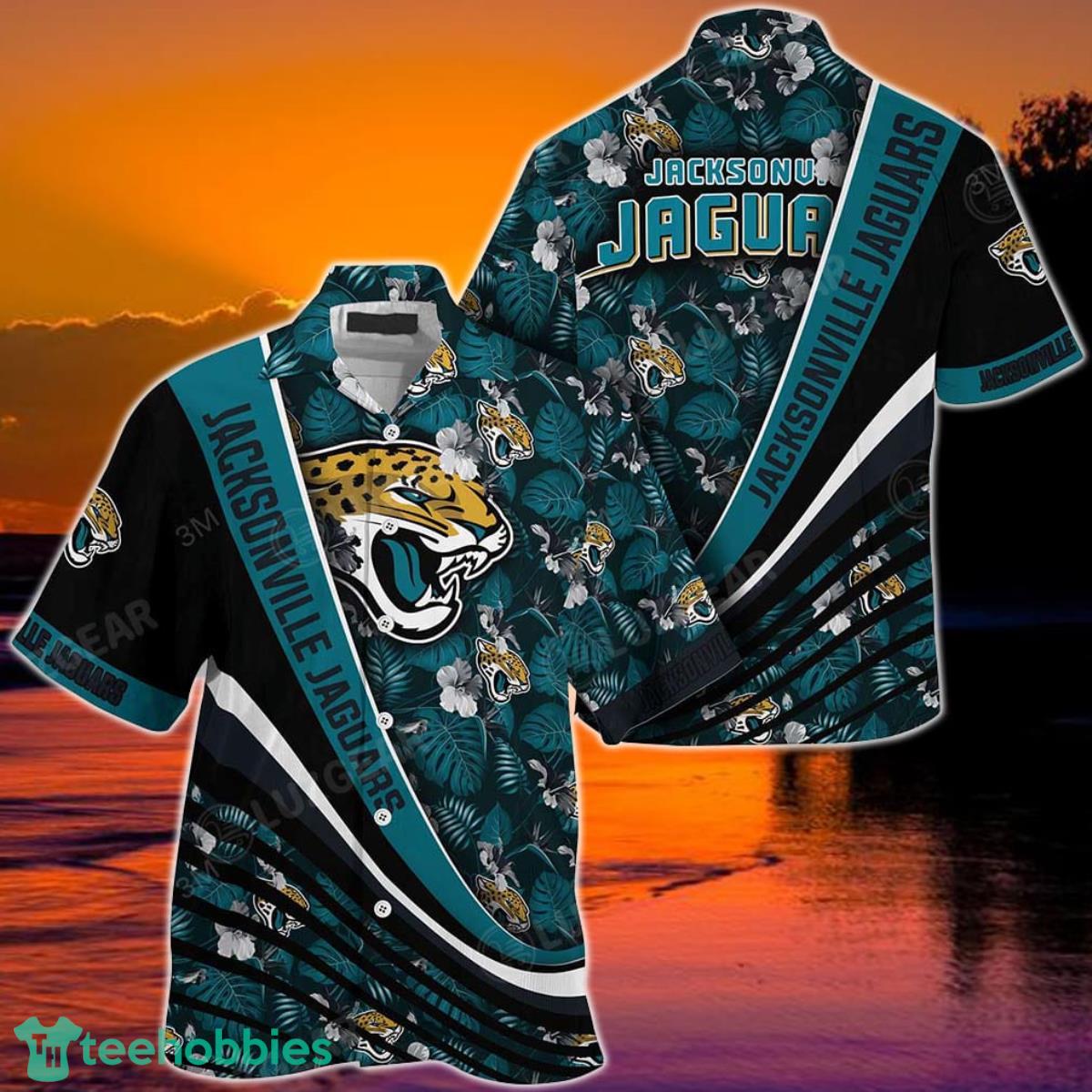 Jacksonville Jaguars NFL Football With Tropical Flower Pattern Hawaiian Shirt For Fans Product Photo 1