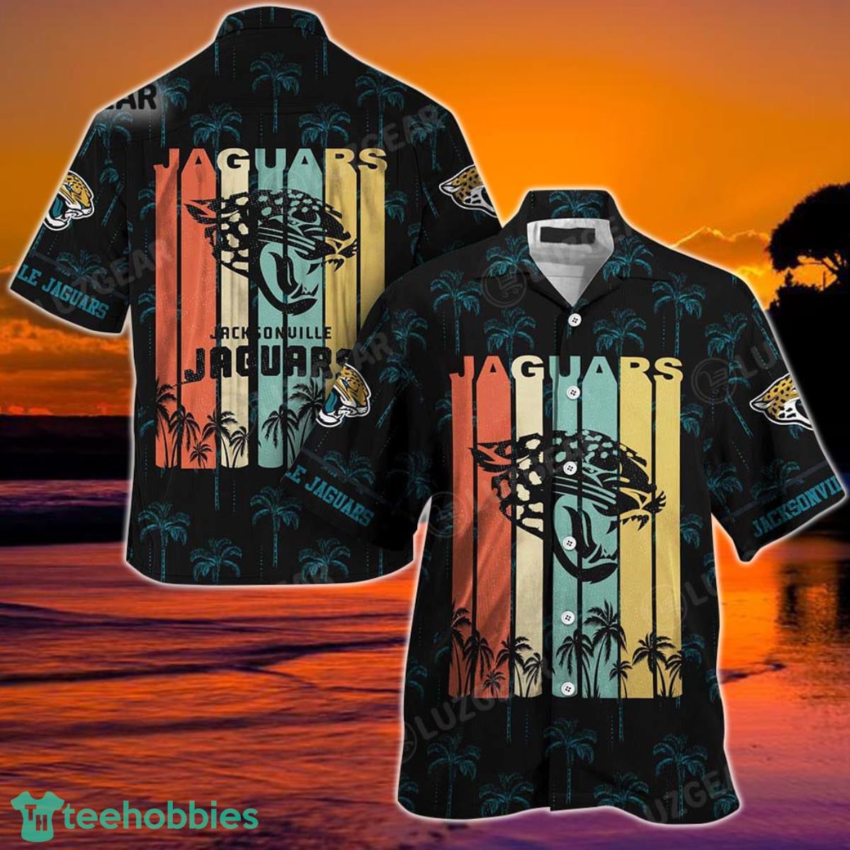Jacksonville Jaguars NFL Hawaii Beach Shirt Retro Vintage Summer Short Sleeve Button Hawaiian Shirt Product Photo 1