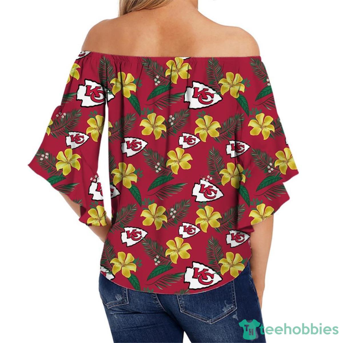 Kansas City Chiefs Shirt Womens Floral Printed Strapless Short Sleeve Product Photo 2
