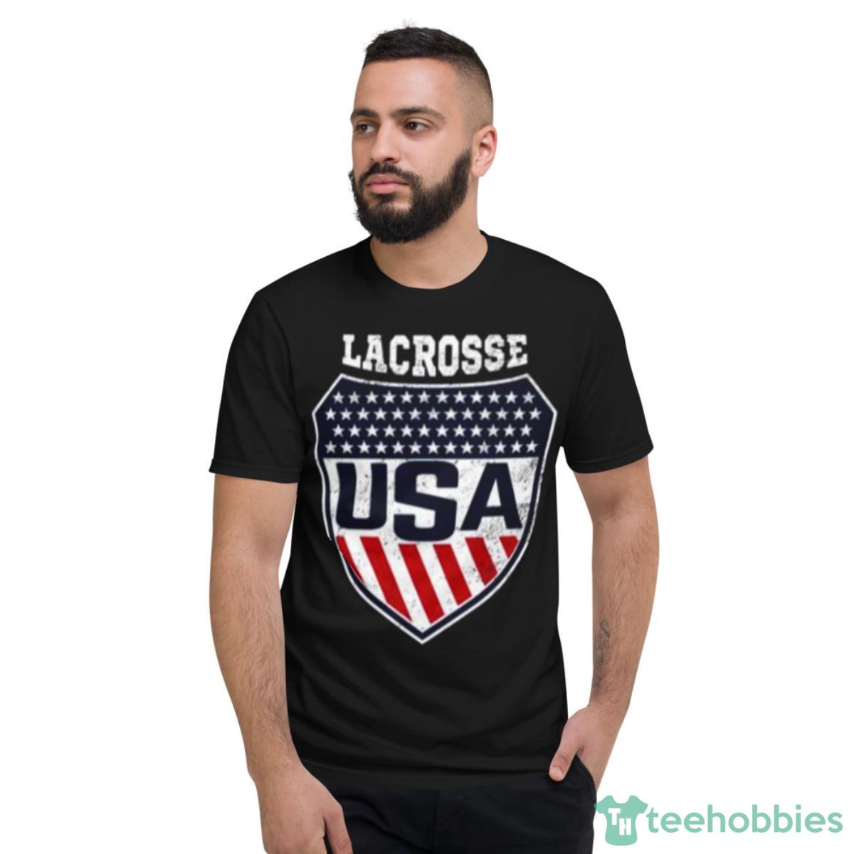 Lacrosse WoNFL National Team Logo With Usa Flag Colors Tri Blend Shirt - Short Sleeve T-Shirt
