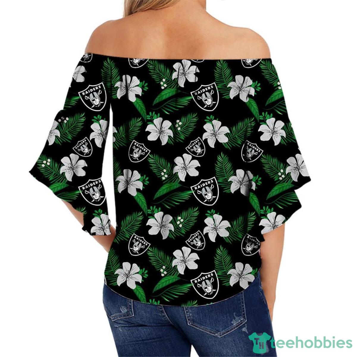 Las Vegas Raiders Shirt Womens Floral Printed Strapless Short Sleeve Product Photo 2