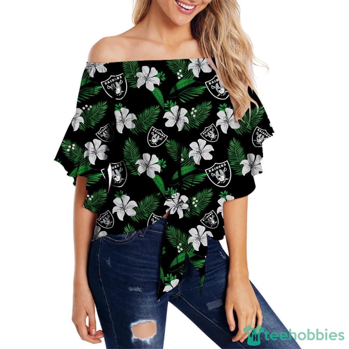 Las Vegas Raiders Shirt Womens Floral Printed Strapless Short Sleeve Product Photo 1
