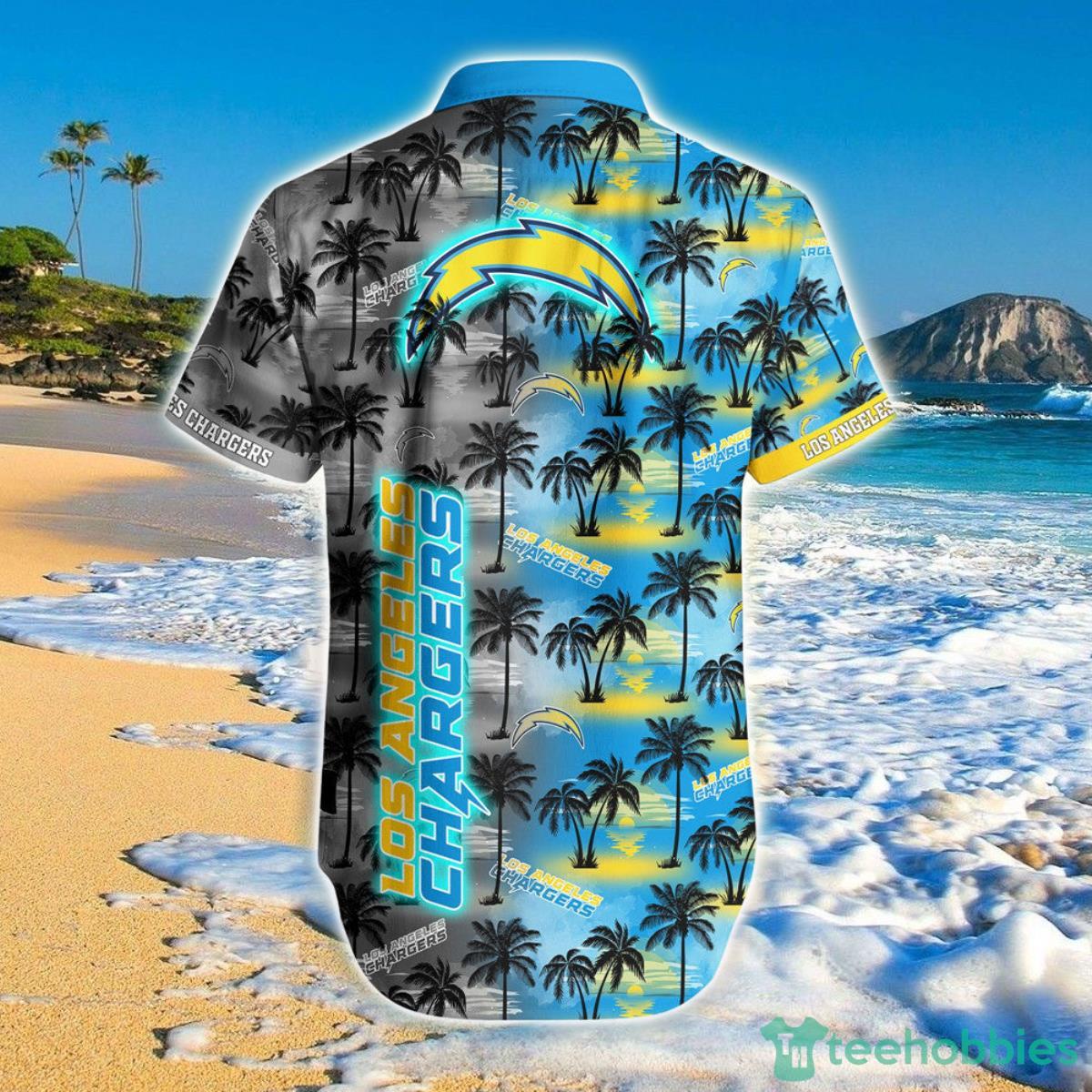 Los Angeles Chargers Hawaiian Shirt Palm Tree Pattern Product Photo 2