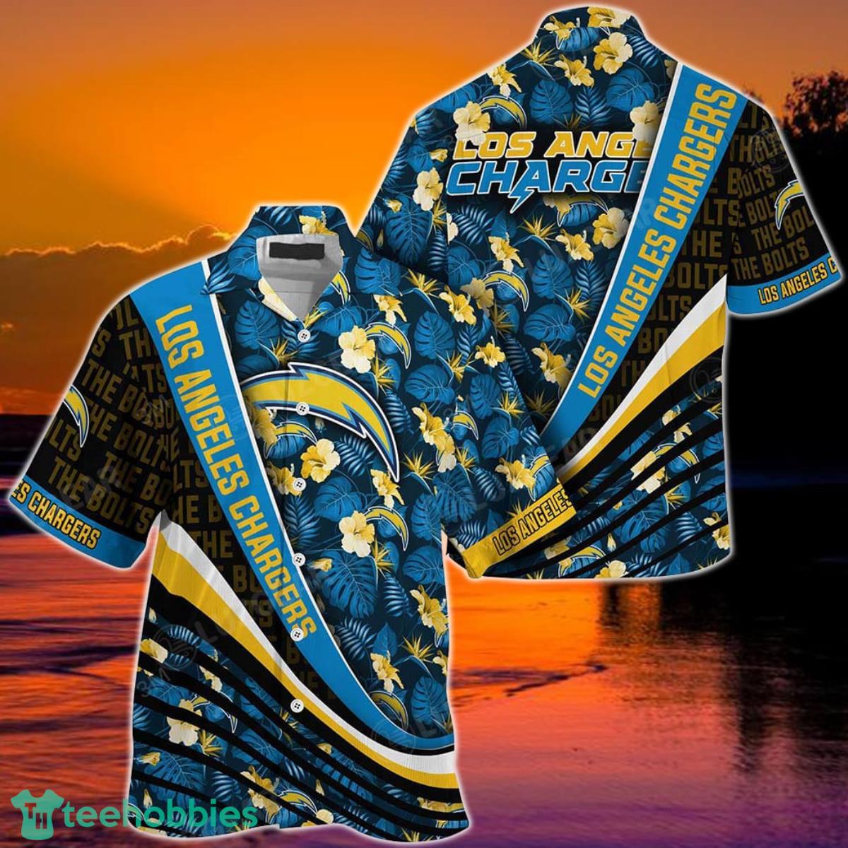 Los Angeles Chargers NFL Football With Tropical Flower Pattern Hawaiian Shirt For Fans Product Photo 1