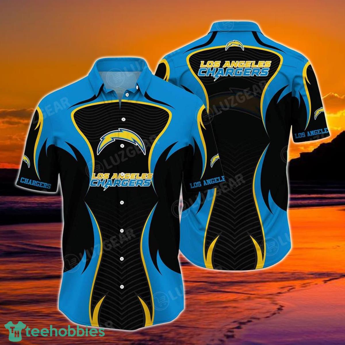 Los Angeles Chargers NFL Hawaii Beach Shirt Summer Short Sleeve Button Down Hawaiian Shirt Product Photo 1