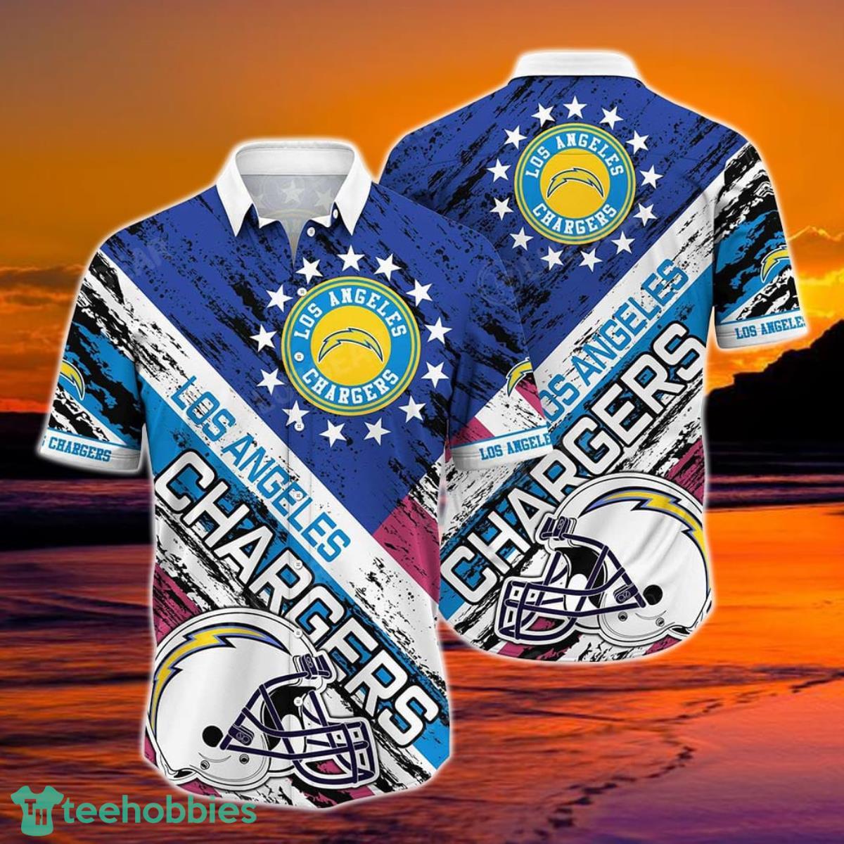 Los Angeles Chargers NFL Hawaiian Shirt Graphic American Flag 3D Printed Short Shirt Best Gift For Fans Product Photo 1