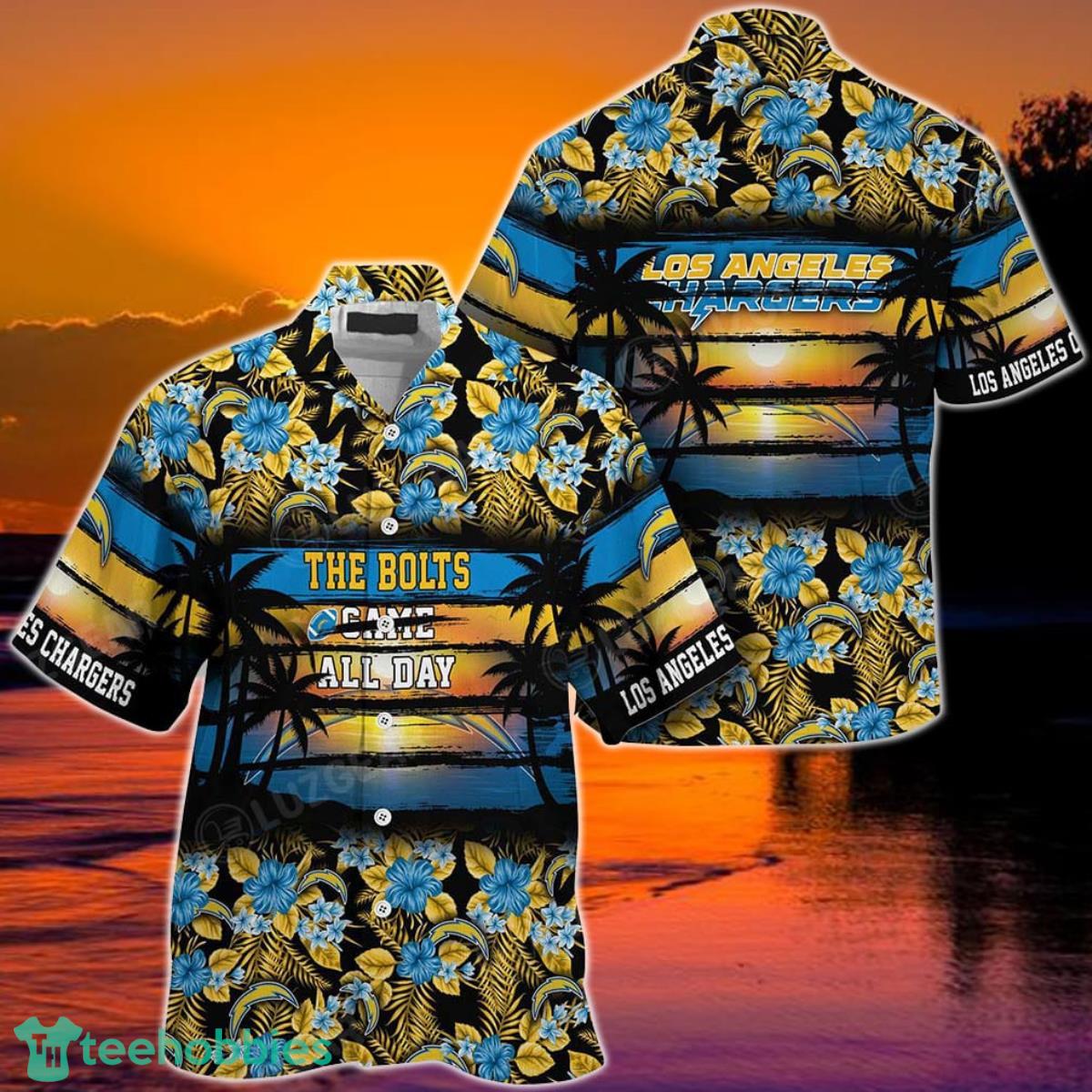 Los Angeles Chargers NFL Summer Hawaiian Shirt Floral Pattern Graphic For Sports Enthusiast Product Photo 1