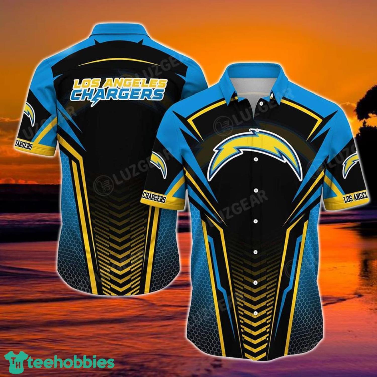 Los Angeles Chargers NFL Team Football Beach Shirt Summer Button Down Hawaiian Shirt Best Fan Ever Product Photo 1