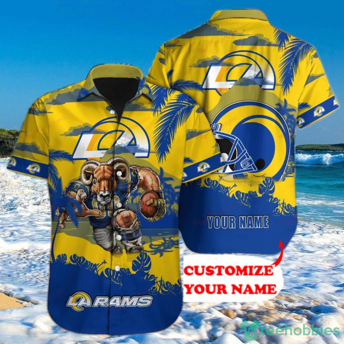 Los Angeles Rams Hawaiian Shirt Mascot Custom Name Product Photo 1